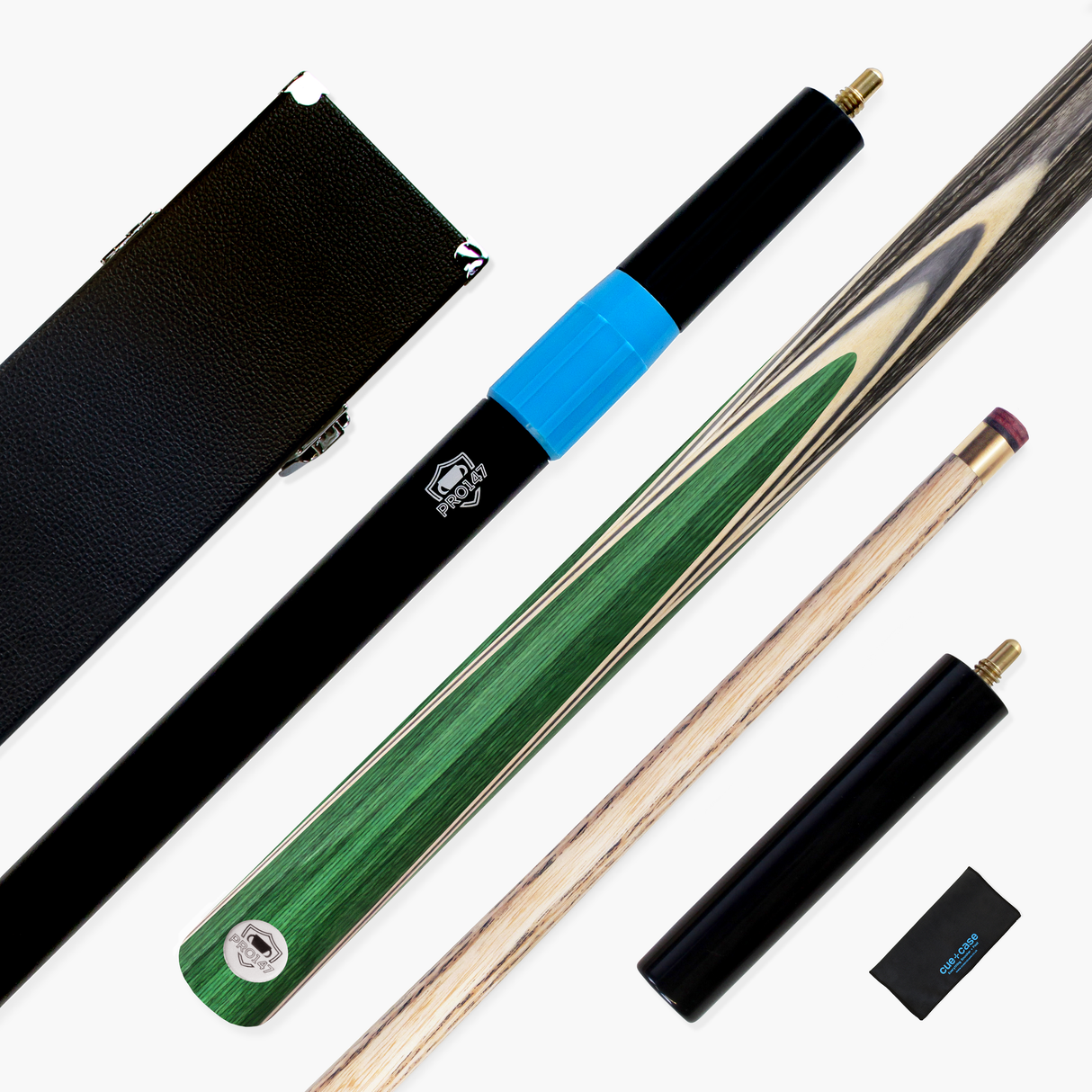 PRO147 TRIUMPH 2 Piece Premium Ash Snooker and Pool Cue and Case Set with 9.5mm Professional Layered Tip