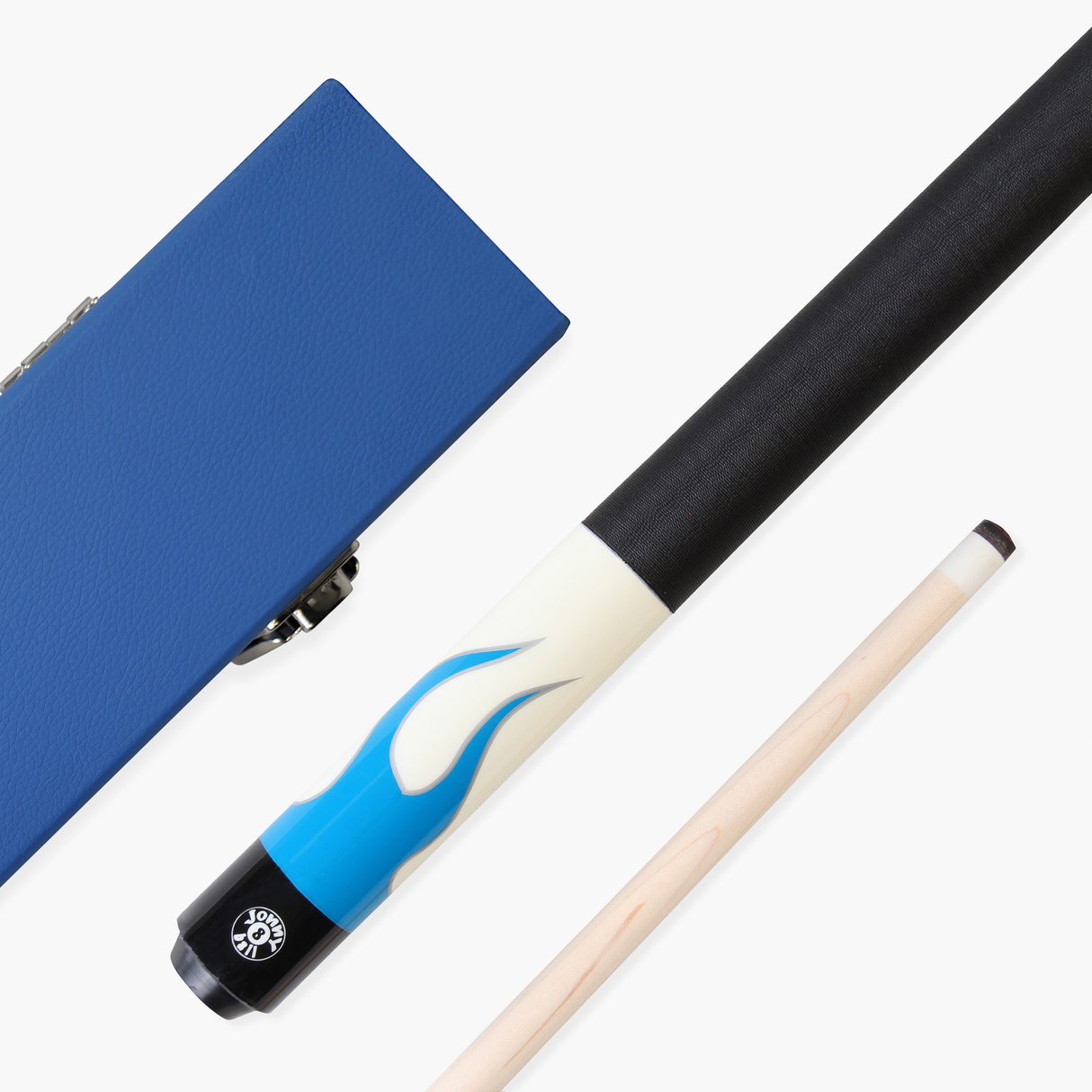 Jonny 8 Ball Flame 58" Maple Pool Snooker Cue with 11mm Tip and Hard Case