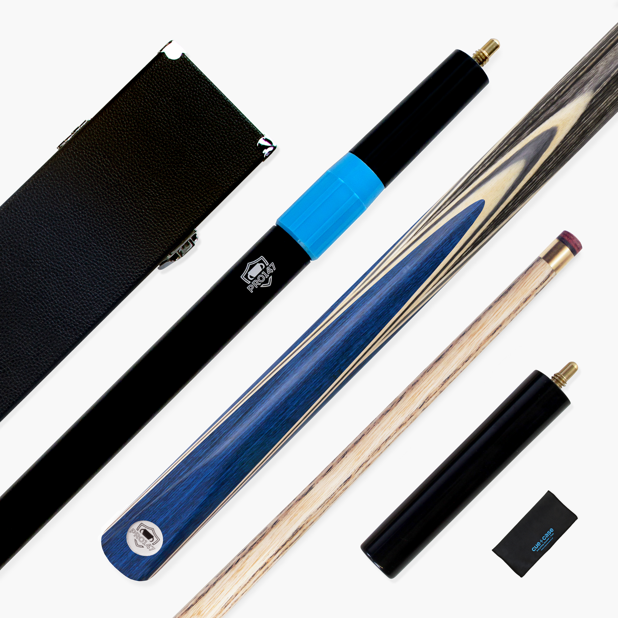 PRO147 TRIUMPH 2 Piece Premium Ash Snooker and Pool Cue and Case Set with 9.5mm Professional Layered Tip