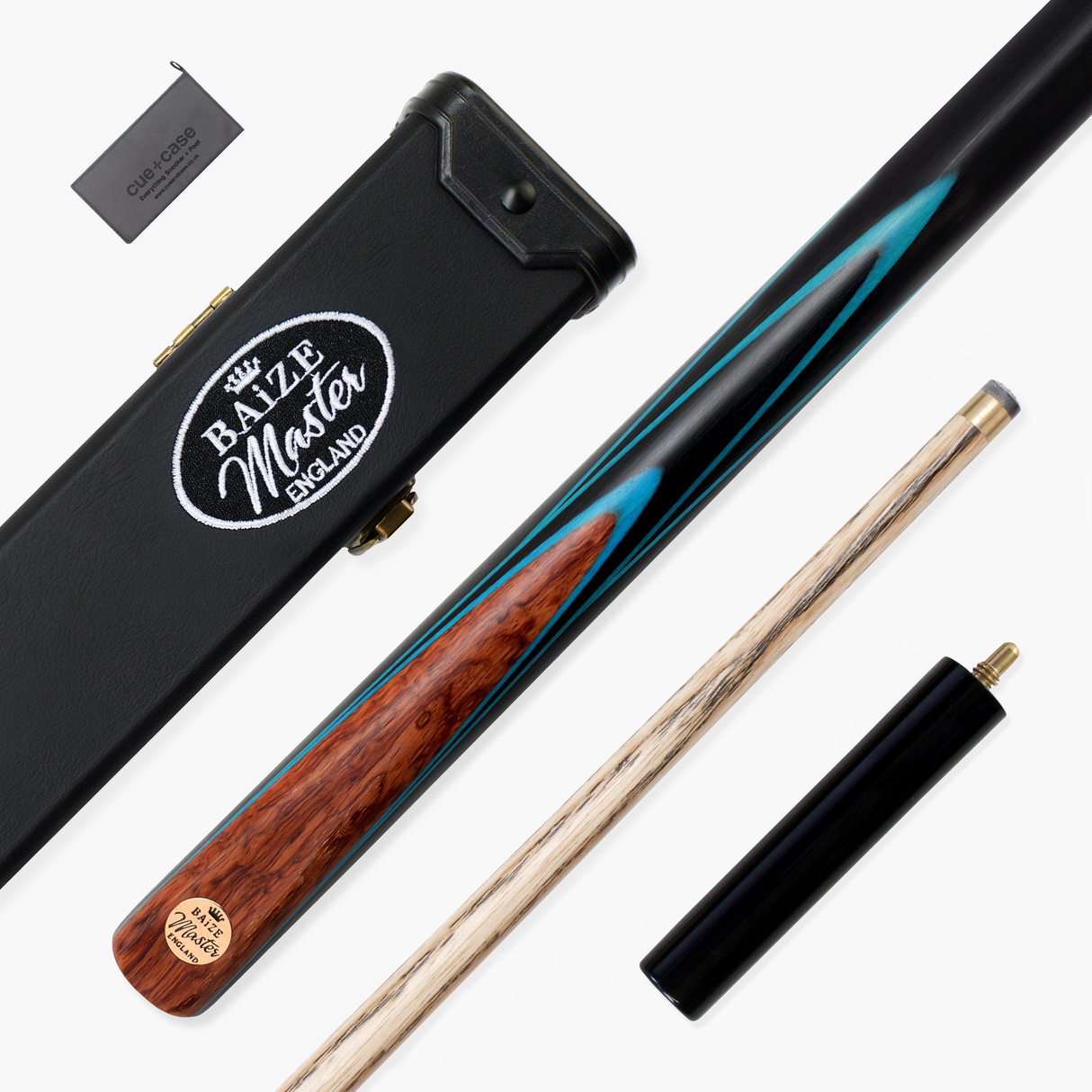 Baize Master Gold Series Blue Ascot 3/4 Joint English Pool Cue and Case Set with 8.5mm Tip
