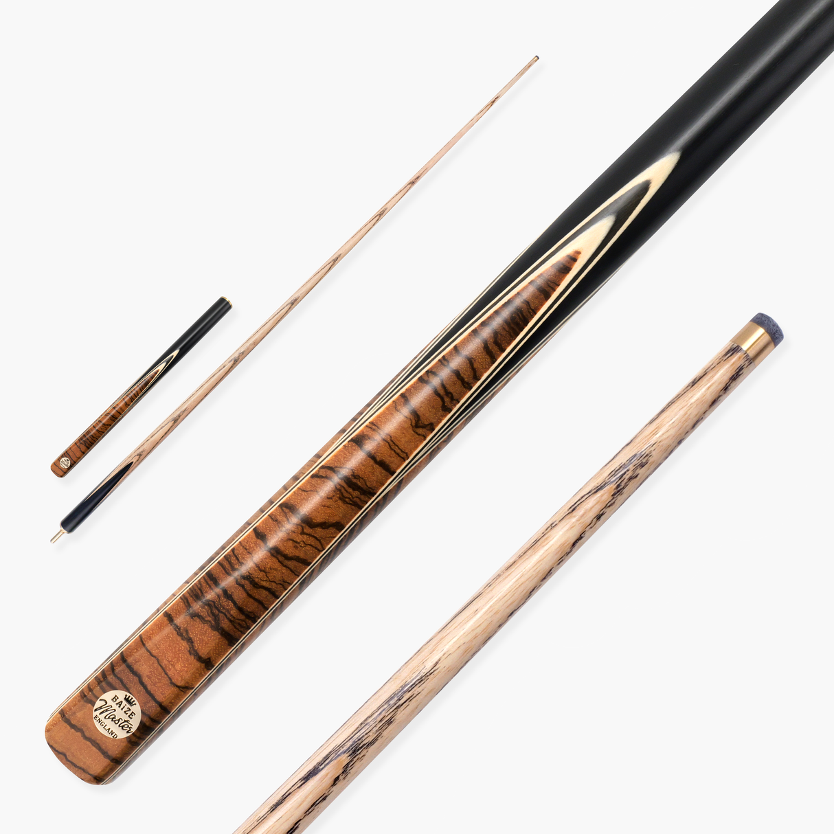 Baize Master Tiger Marksman ¾ Joint English Pool Cue with 8.5mm Baize Master Blue Pressed Tip