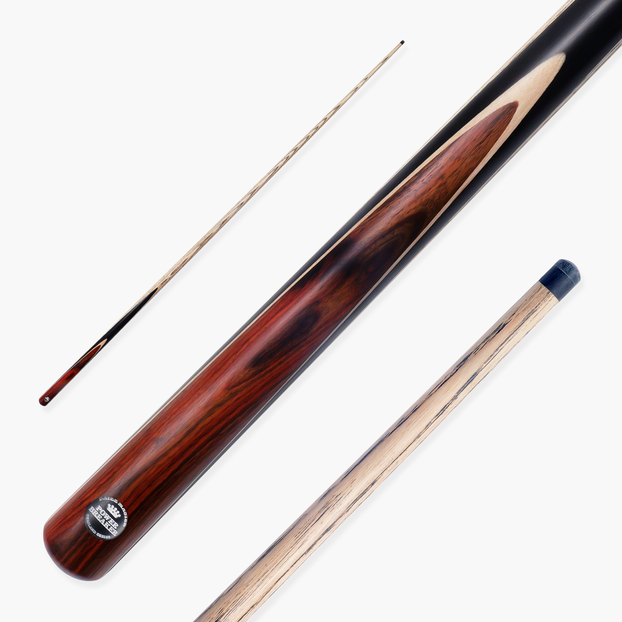 Baize Master Power Breaker Rosewood 57 Inch 1 Piece English Pool Break Cue with Ash Shaft and Ebony Butt - 10.2mm Phenolic Tip and Round Butt End – For Breaking Only