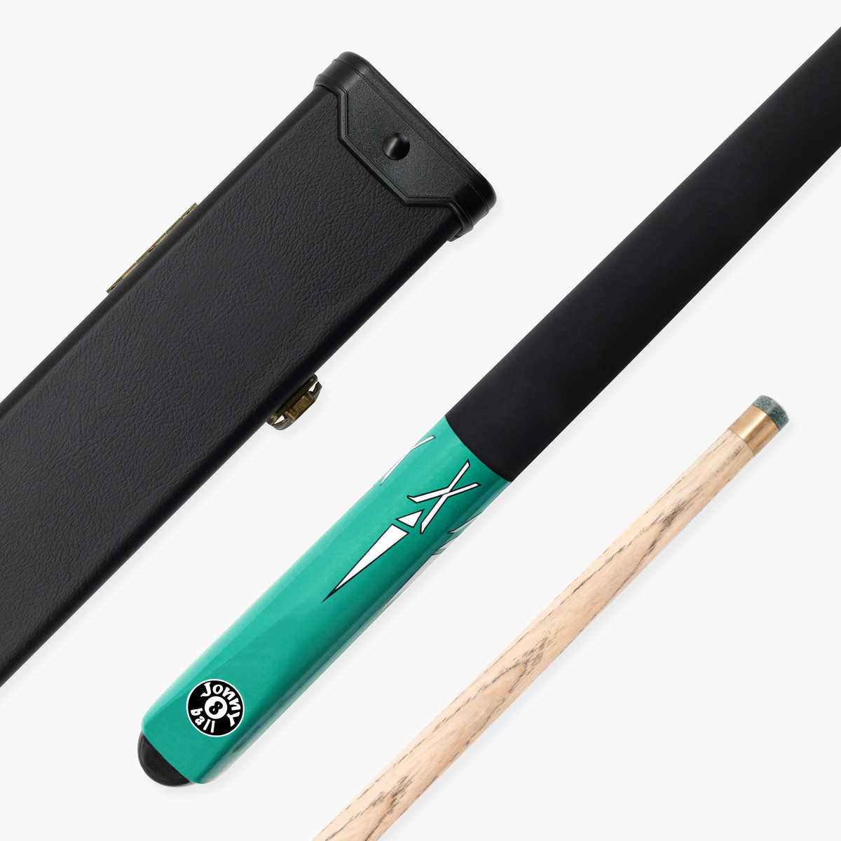 Jonny 8 Ball Teal Torpedo 48 Inch 2 Piece Junior Kids Snooker Pool Cue and Hard Case Set 9.5mm Tip