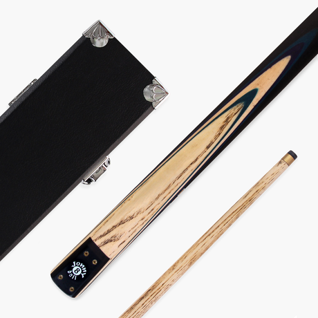 Jonny 8 Ball 57 Inch 3 Piece Length Adjustable Cue 9mm Tip - Shorten to 44 Inch + Black Reinforced Hard Case