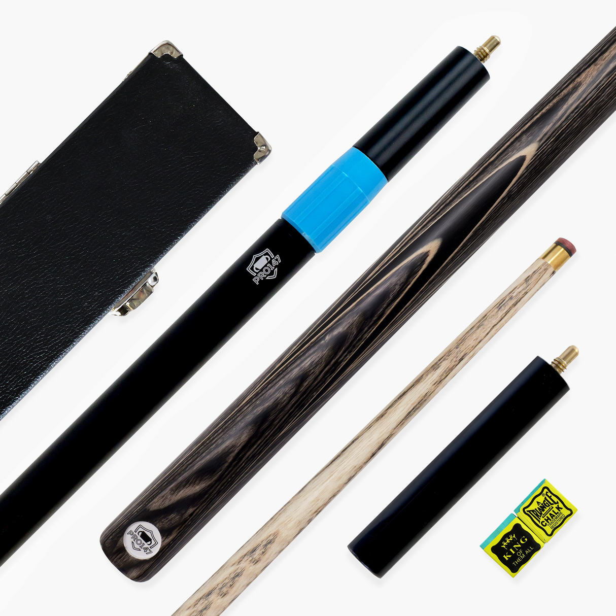 PRO147 Pearl Series Grey 57 Inch 3/4 Jointed Snooker Pool Cue and Case Set 9.5mm Pro Tip