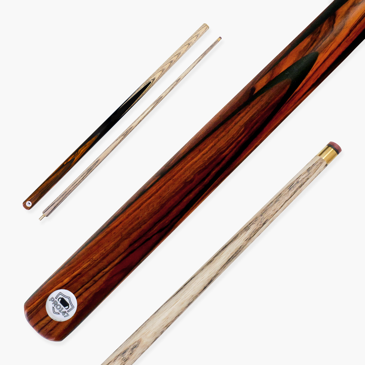 PRO147 Pearl Series Fire Hand Spliced 2 Piece 57 Inch Snooker Pool Cue with Smooth Premium Ash Shaft and Ebony Style Butt with 9.5mm Pro Leather Tip