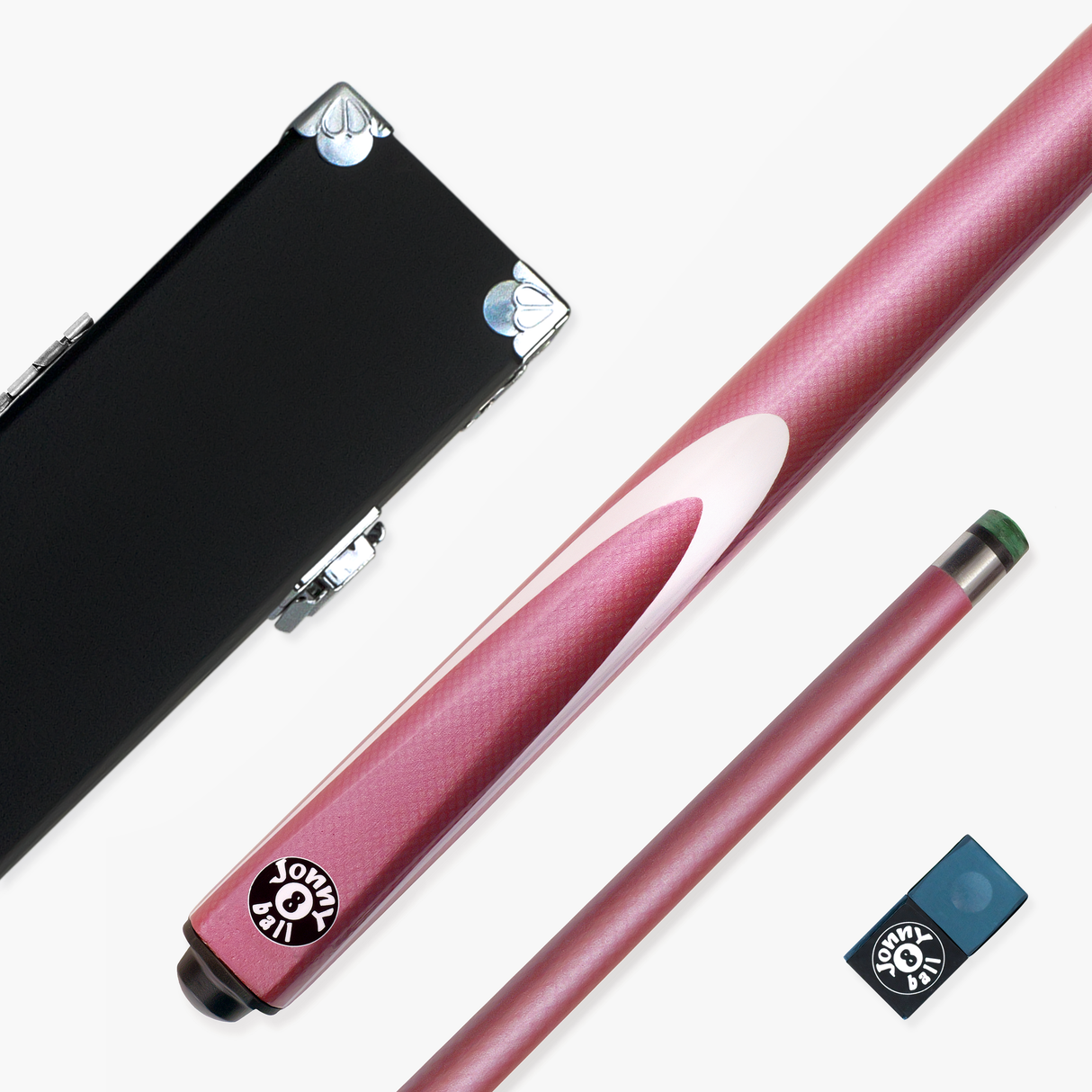 Jonny 8 Ball Inferno 2 Piece Graphite Fiberglass Cue and Case Set 9.5mm Green Layered Tip