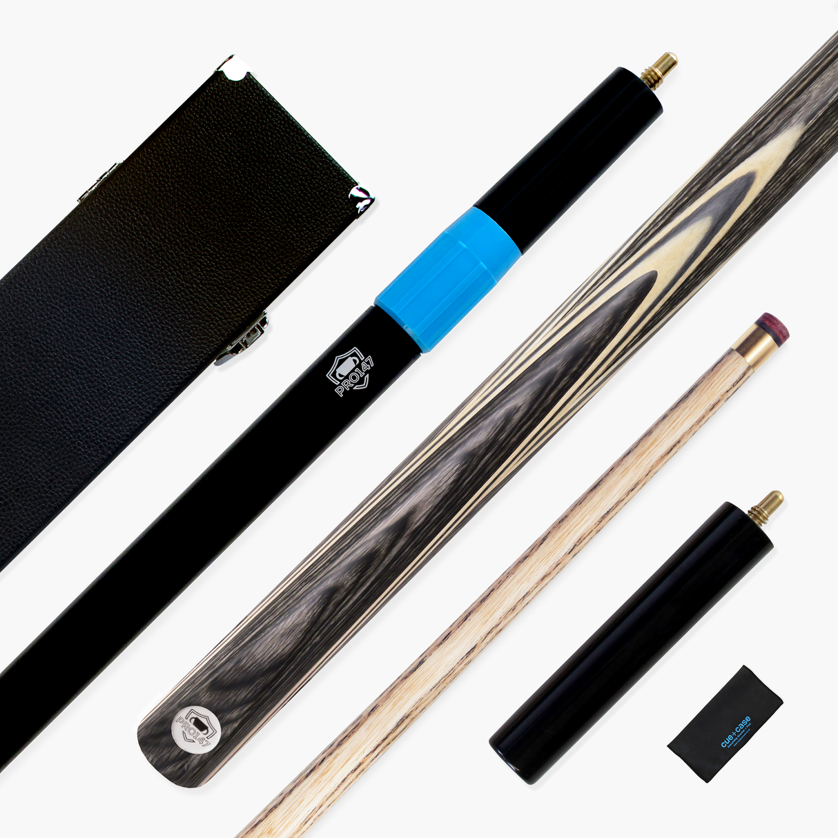 PRO147 TRIUMPH 2 Piece Premium Ash Snooker and Pool Cue and Case Set with 9.5mm Professional Layered Tip