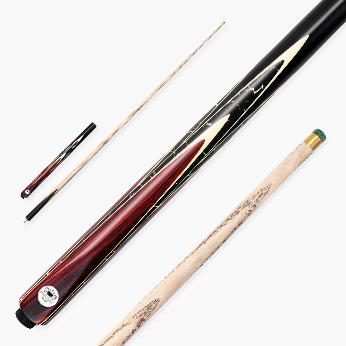 PRO147 Traditional Eclipse 3/4 Joint Snooker and Pool Cue 9.5mm Green Layered Tip