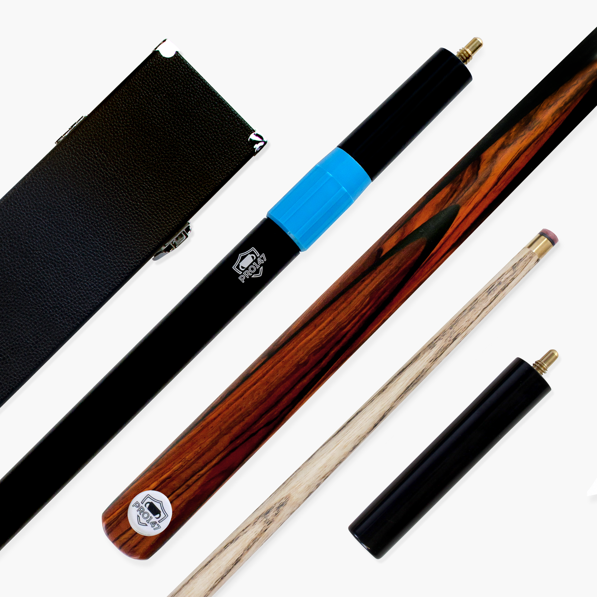 PRO147 Pearl Series Fire 57 Inch 2 Piece Snooker Pool Cue and Case Set 9.5mm Pro Leather Tip