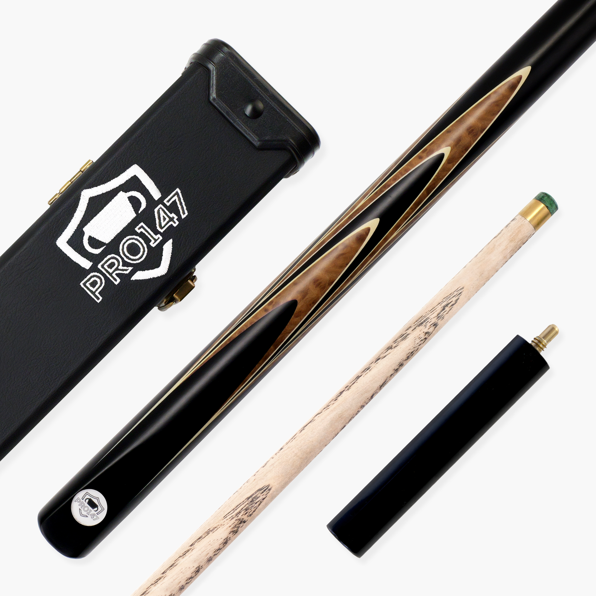 PRO147 Saturn Eclipse 3/4 Joint Snooker and Pool Standard Cue and Case Set with 9.5mm Green Layered Tip