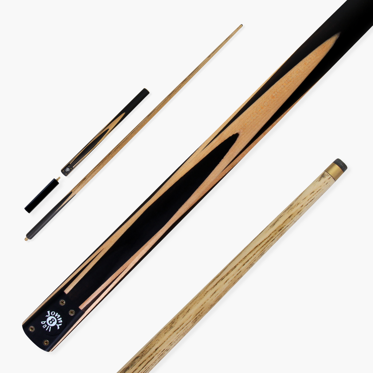 Jonny 8 Ball 57 Inch Traditional ¾ Jointed Ash Snooker Pool Cue 9mm tip + Mini Butt Jonny 8 Ball