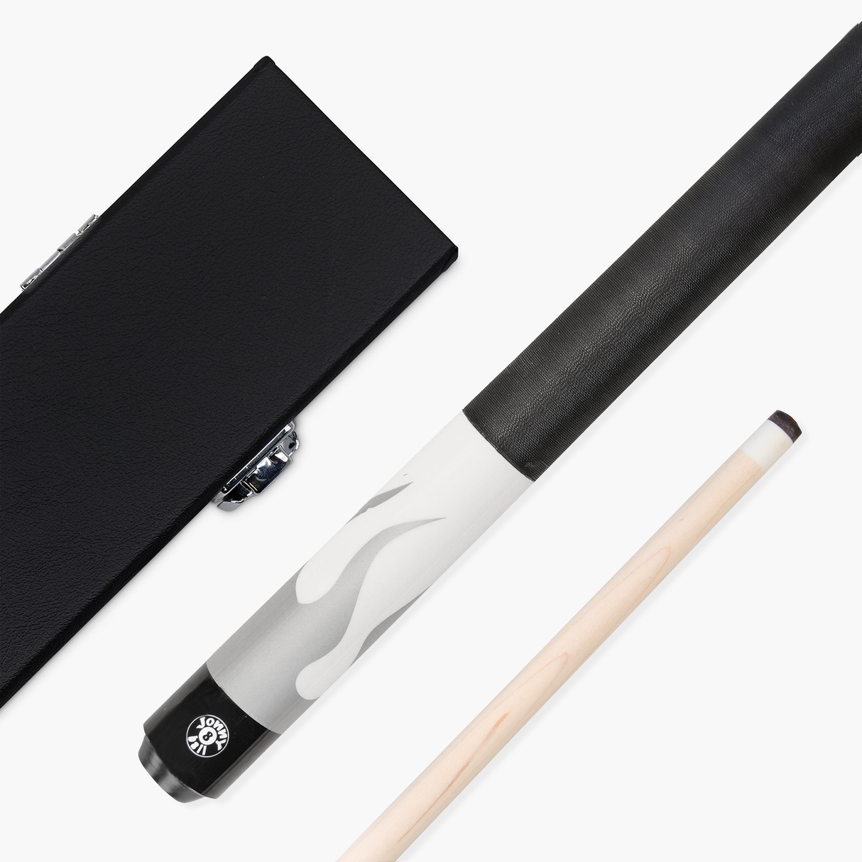 Jonny 8 Ball Flame 58" Maple Pool Snooker Cue with 11mm Tip and Hard Case