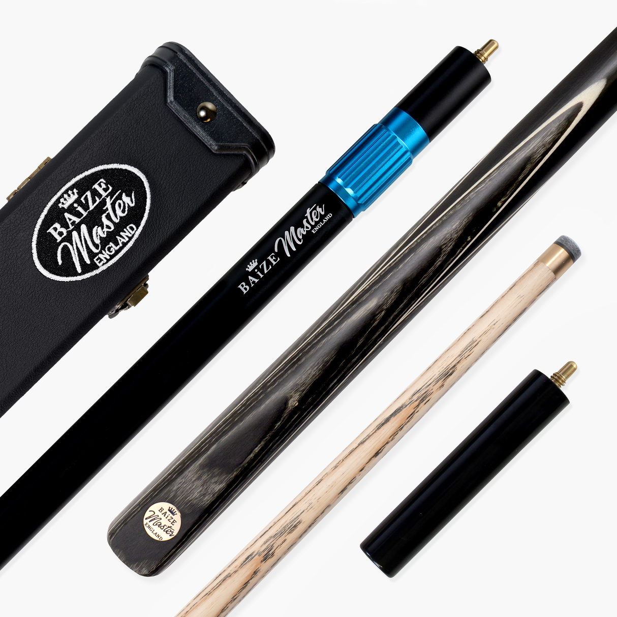Baize Master Grey Centurion 3/4 Joint Snooker and Pool Cue and Case Set with 9.5mm Pro Impact Hybrid Tip Baize Master