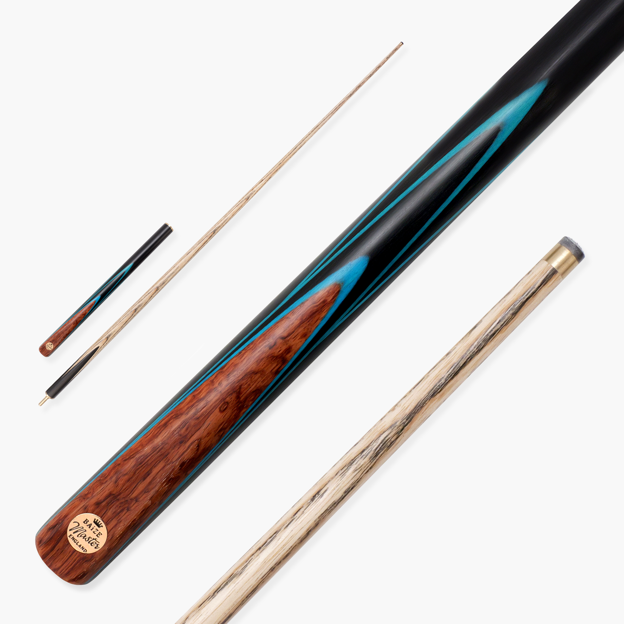 Baize Master Gold Series Blue Ascot 3/4 Joint Hand Spliced English Pool Cue with 8.5mm Tip