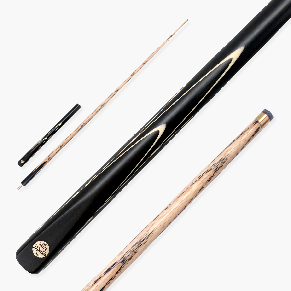 Baize Master Black Marksman ¾ Joint English Pool Cue with 8.5mm Baize Master Blue Pressed Tip