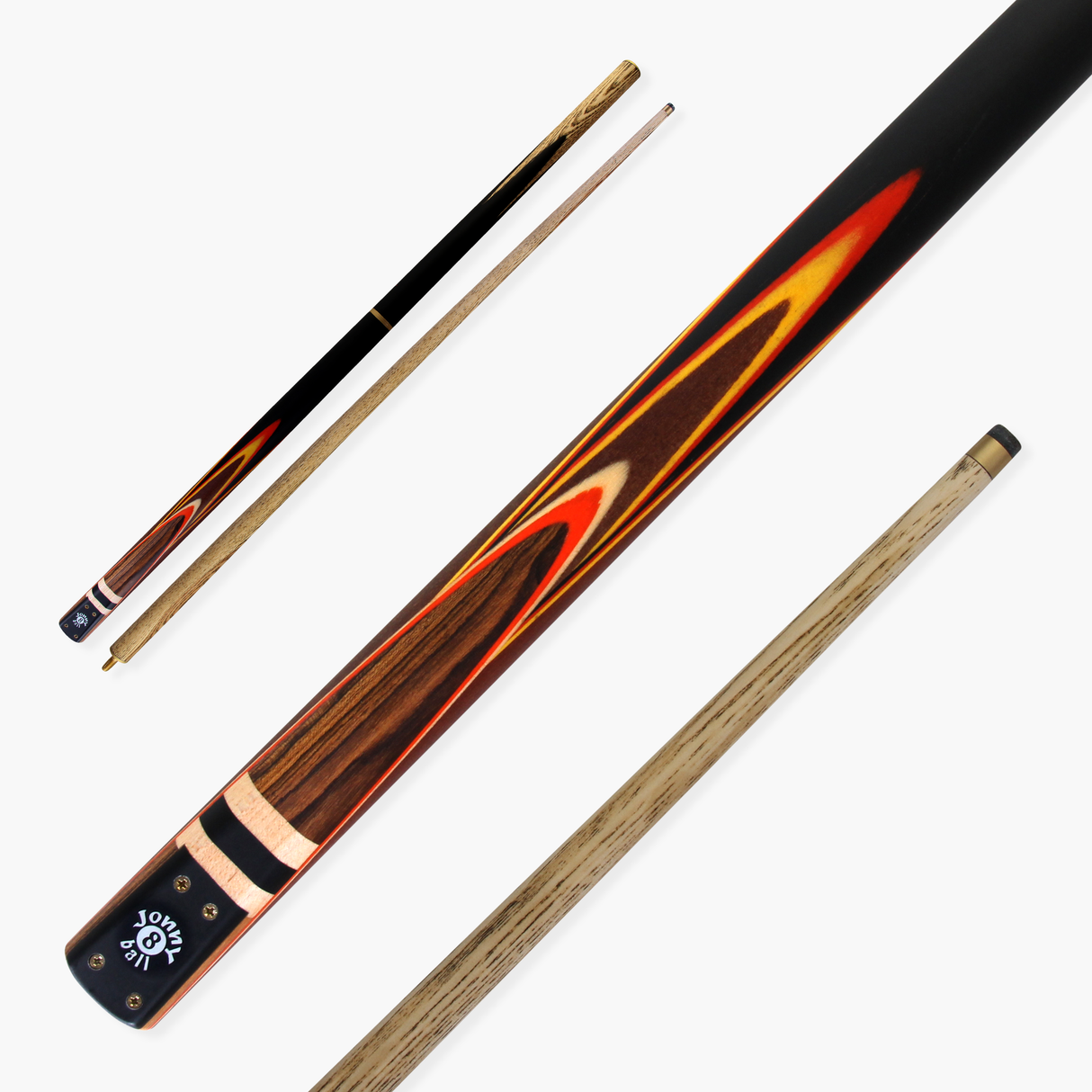 Jonny 8 Ball 57 Inch 3 Piece Length Adjustable Snooker Pool Cue 9mm Tip - Shorten to 44"