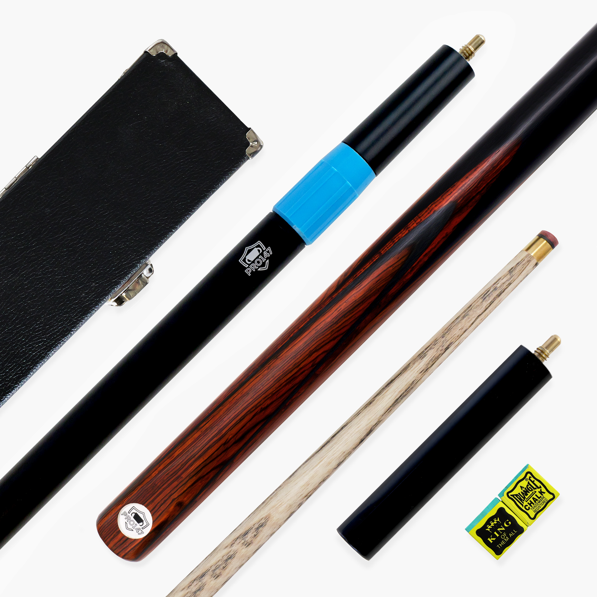 PRO147 Pearl Series Fire 3/4 Jointed Snooker Pool Cue and Case Set 9.5mm Pro Tip