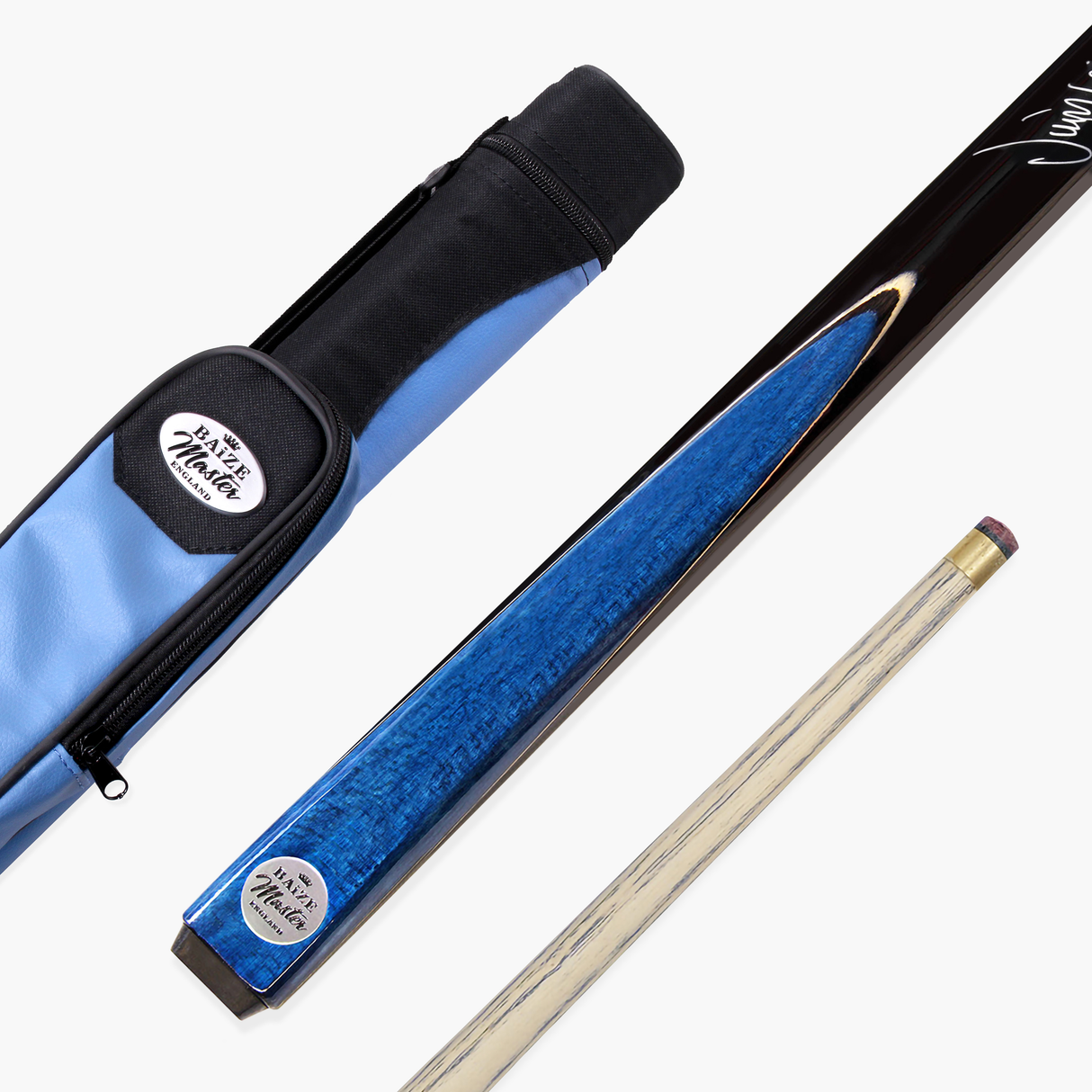 Baize Master Jimmy White 57" 2 piece Blue Conquest Snooker Pool Cue - 9.5mm Tip with Tri Tube Case