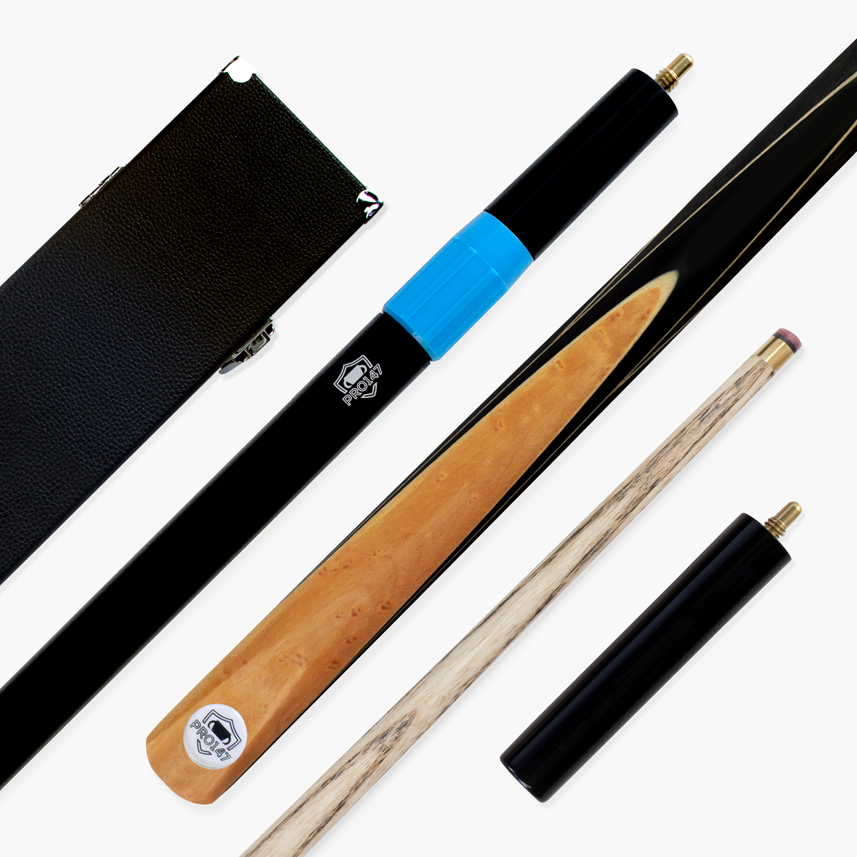 PRO147 Pearl Series Olive 57 Inch 2 Piece Snooker Pool Cue and Case Set 9.5mm Pro Leather Tip
