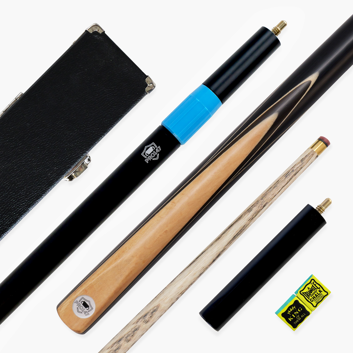 PRO147 Pearl Series Olive 57 Inch 3/4 Jointed Snooker Pool Cue and Case Set 9.5mm Pro Tip