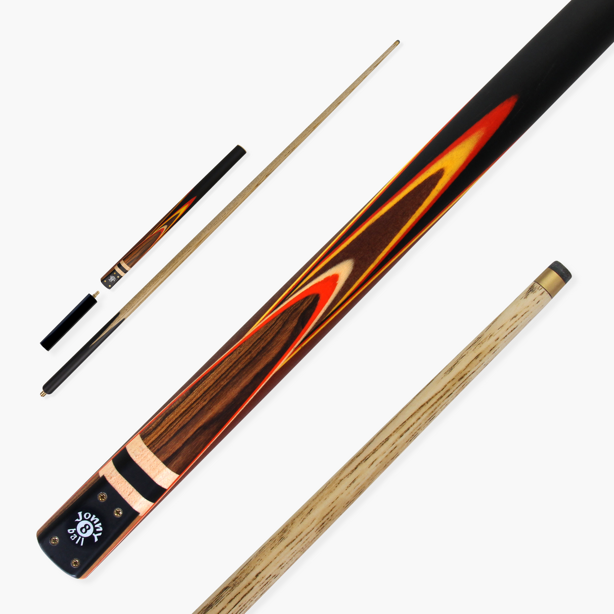Jonny 8 Ball 57 Inch Traditional ¾ Jointed Ash Snooker Pool Cue 9mm tip + Mini Butt Jonny 8 Ball
