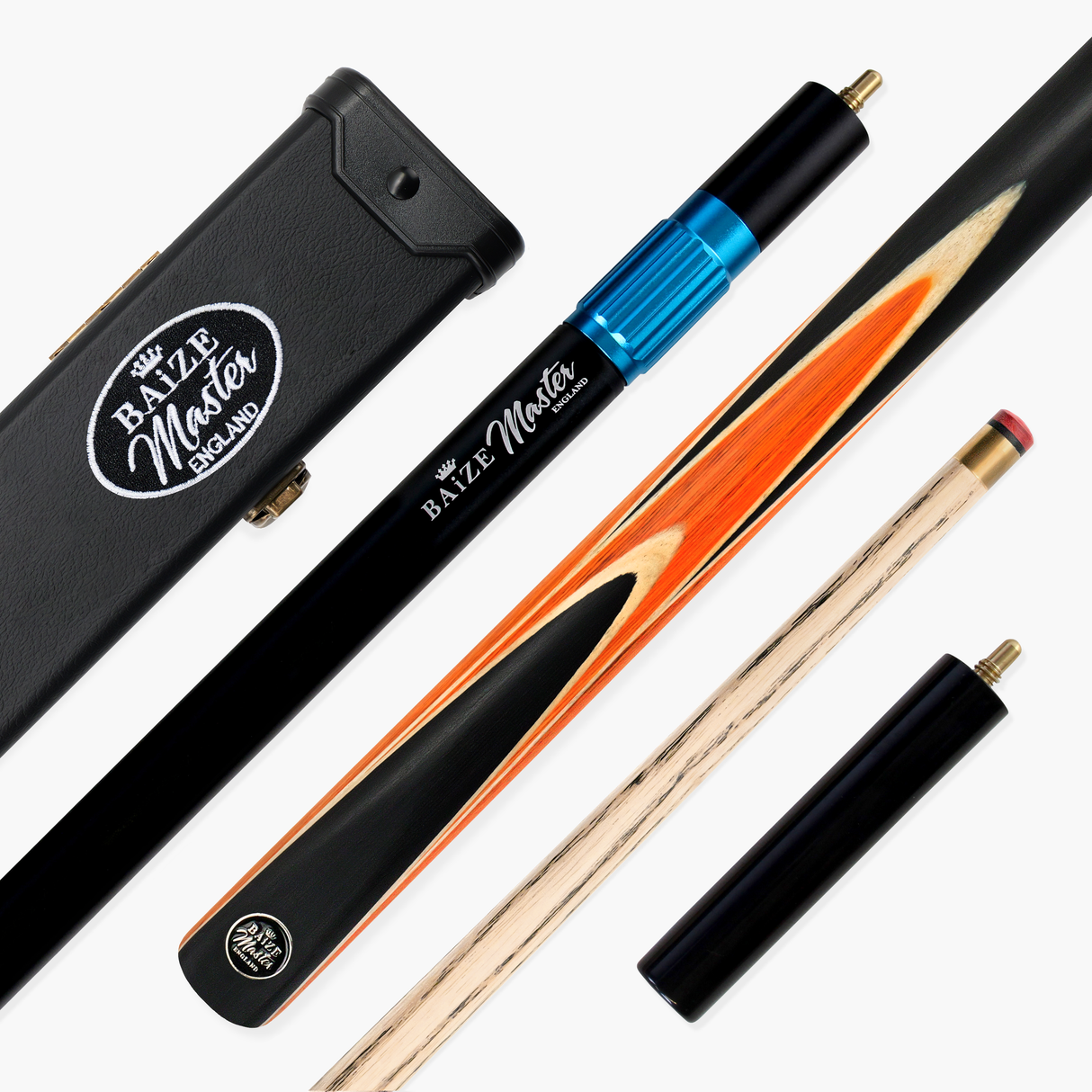 Baize Master Crucible 57 Inch 3/4 Jointed Snooker Pool Cue and Case Set 9.5mm Tip