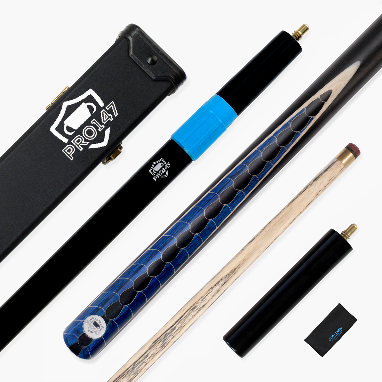 PRO147 Dragon Scale 57 Inch ¾ Joint Premium Ash Snooker and Pool Cue and Case Set with 9.5mm Professional Layered Tip