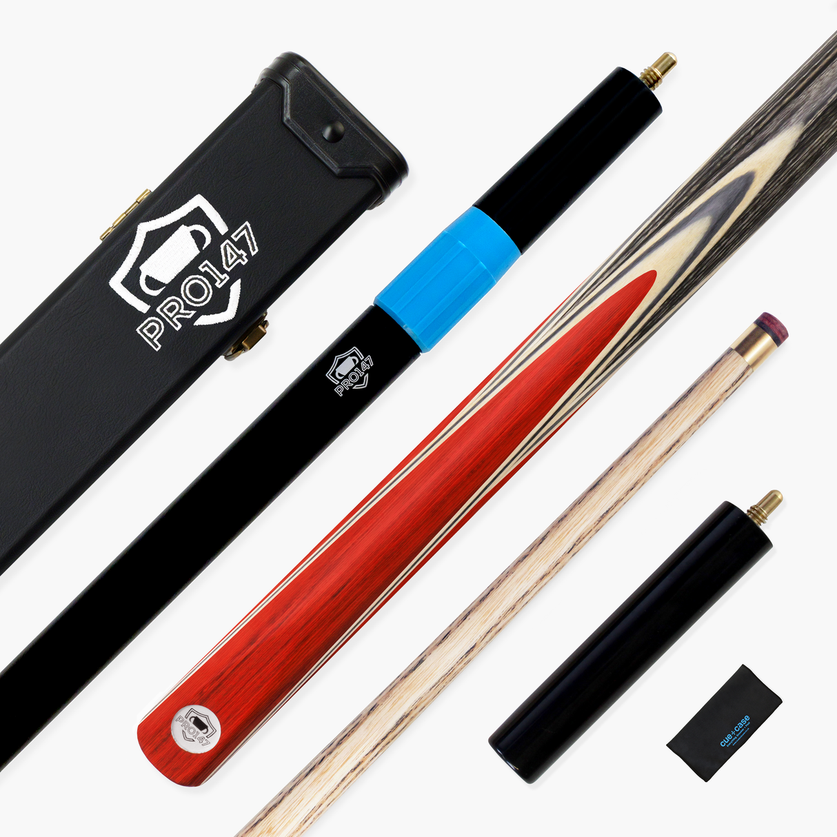PRO147 TRIUMPH 3/4 Joint Premium Ash Snooker and Pool Cue and Case Set with 9.5mm Professional Layered Tip