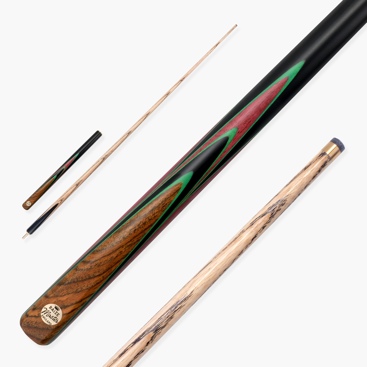Baize Master Scarlet Marksman ¾ Joint English Pool Cue with 8.5mm Baize Master Blue Pressed Tip