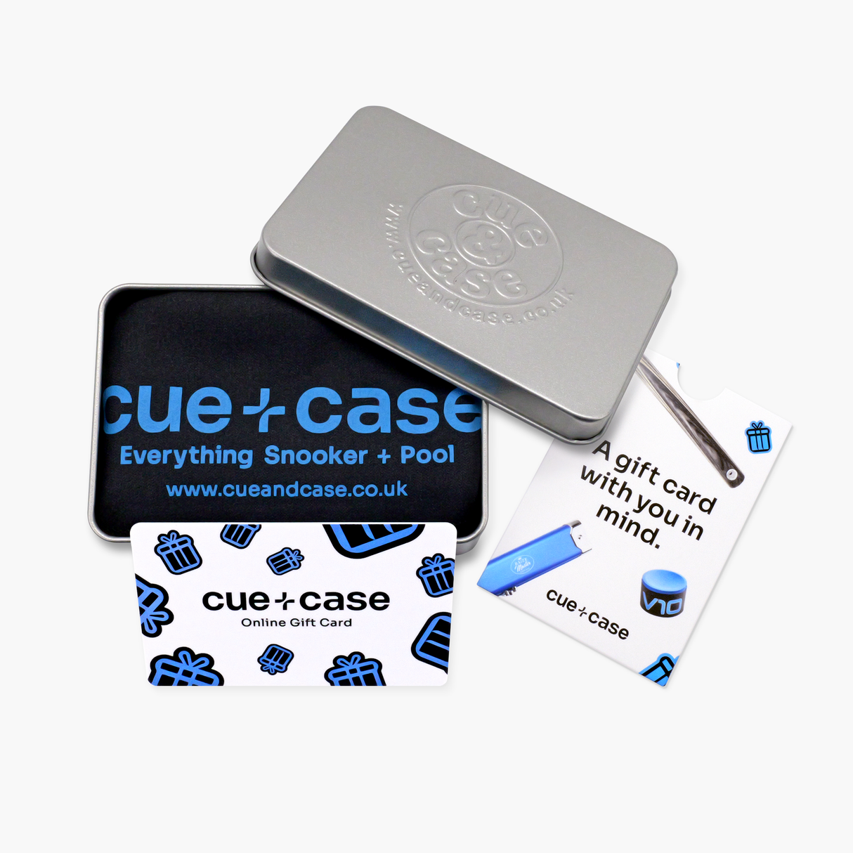Cue + Case Gift Card Tin + Towel Set