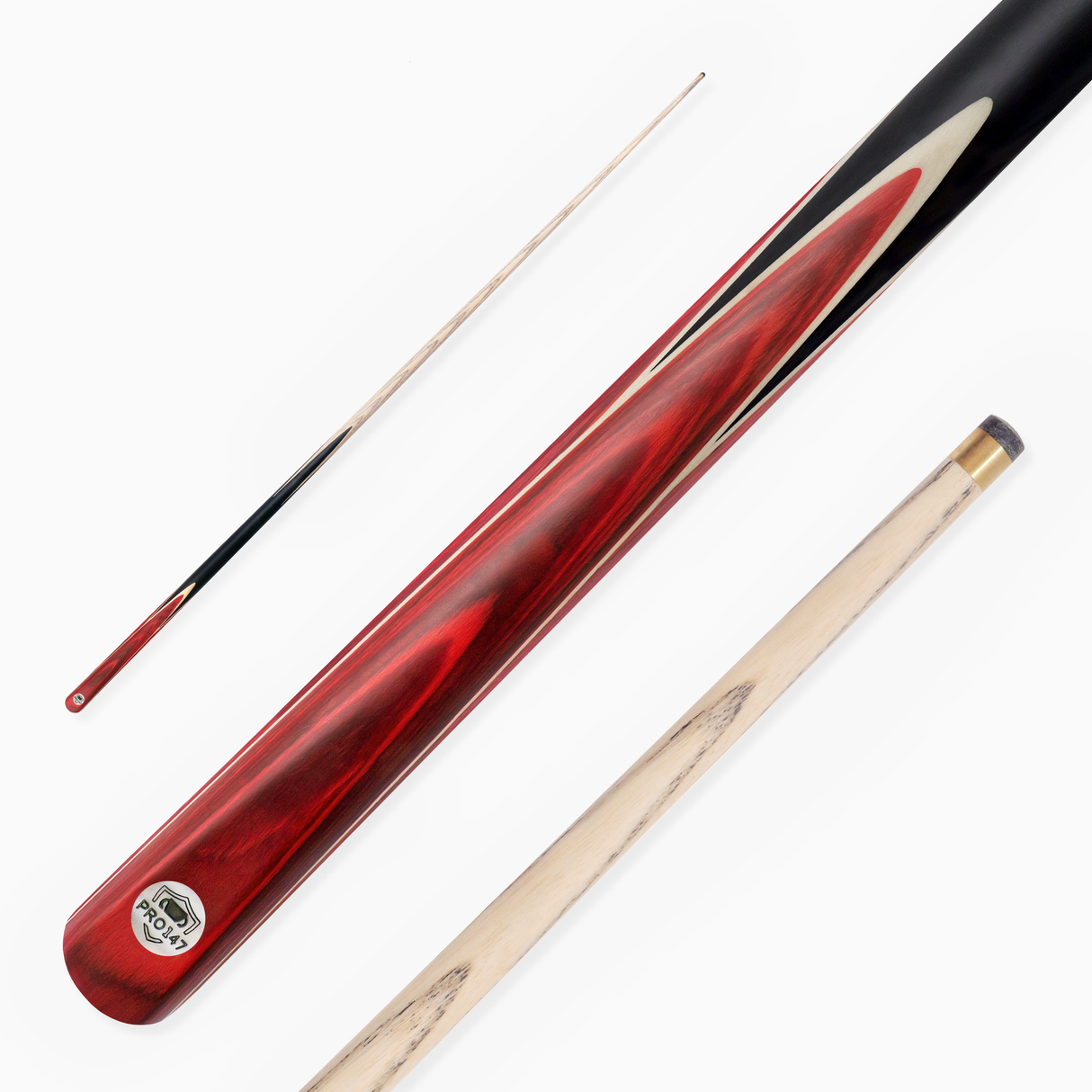 PRO147 Trident 57 Inch 1 Piece Hand Spliced Ash Snooker and Pool Cue with 9.5mm Tip