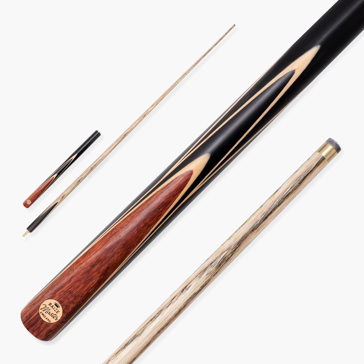 Baize Master Gold Series White Ascot 3/4 Joint Hand Spliced English Pool Cue with 8.5mm Tip