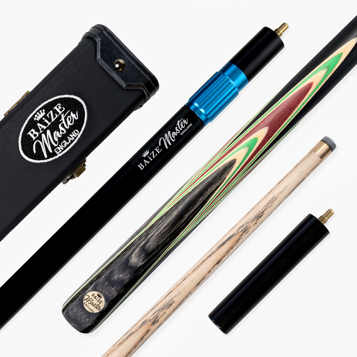Baize Master Mint Centurion 3/4 Joint Snooker and Pool Cue and Case Set with 9.5mm Pro Impact Hybrid Tip Baize Master
