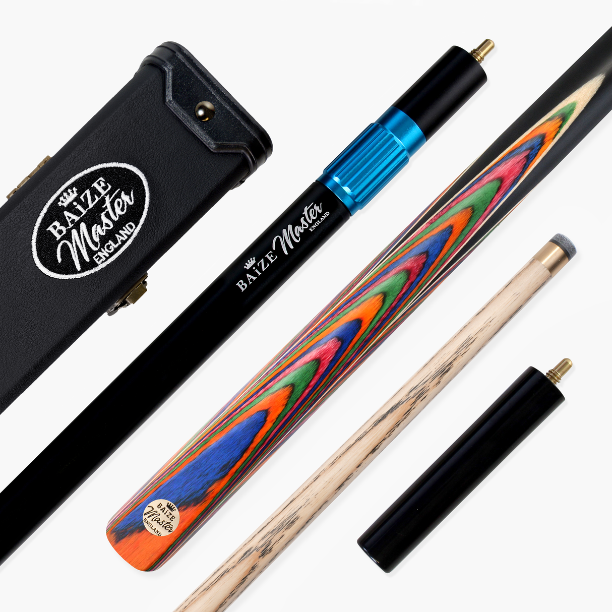 Baize Master Prism Centurion 3/4 Joint Snooker and Pool Cue and Case Set with 9.5mm Pro Impact Hybrid Tip Baize Master