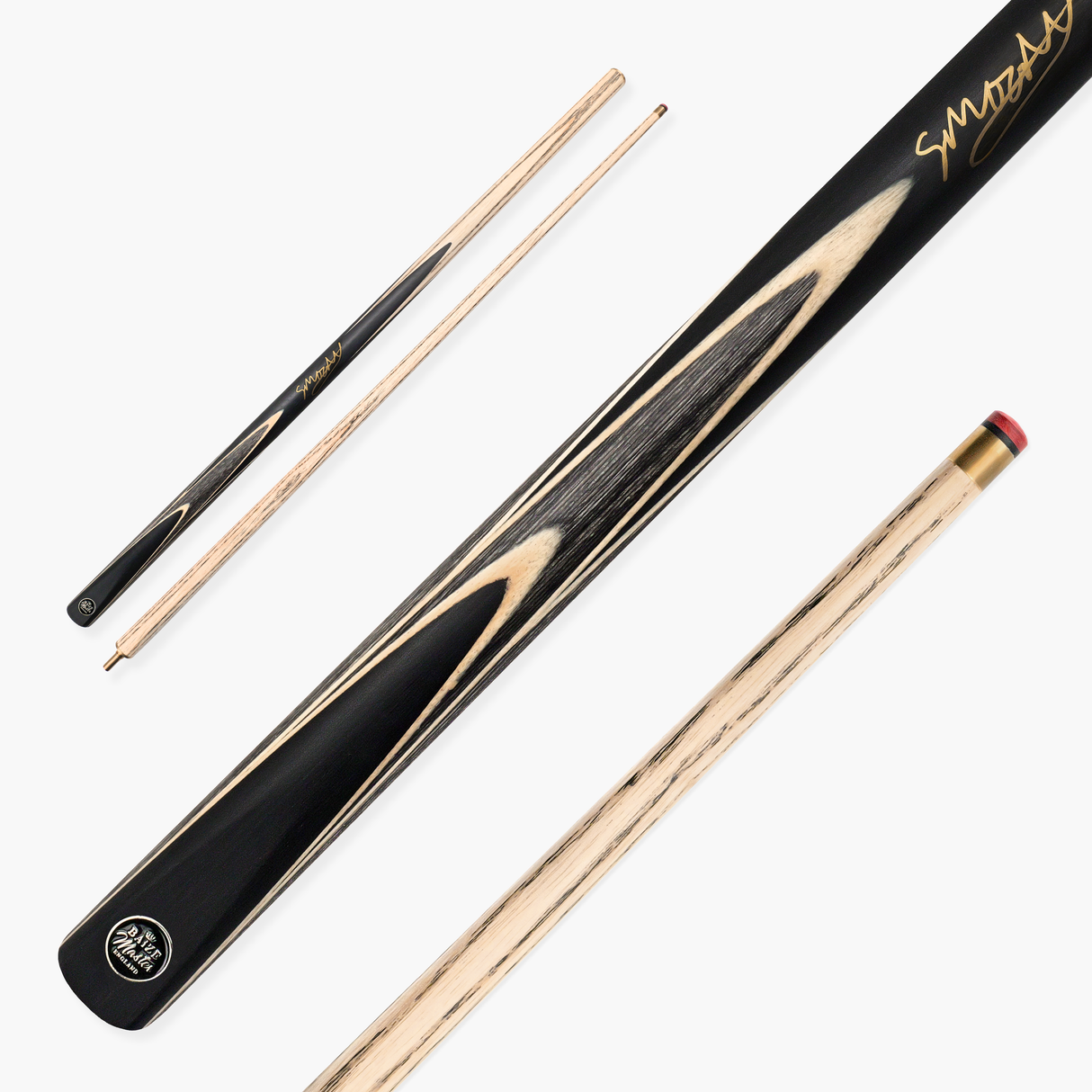 Stan Moody Signed Baize Master Crucible 57" 2 Piece Centre Joint Ash Cue – Crucible Debut Edition - Grey