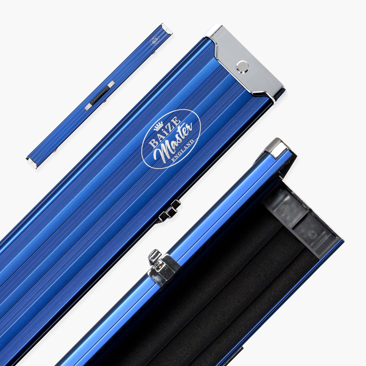 Baize Master WIDE BLUE 3/4 PRO LINE Aluminium Metal Ends Snooker Pool Cue Case - Holds 2 Cues