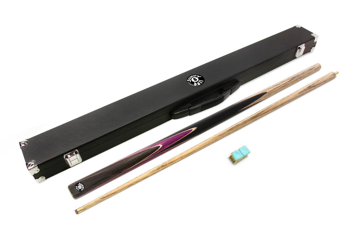 Jonny 8 Ball 2 Piece PURPLE SNIPER Pool Cue and Case Set with Jonny 8 Ball Black Reinforced Case + 2 Chalks