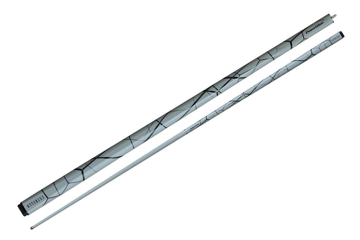 PowerGlide Estrella Fiberglass 57 Inch 2 Piece Centre Joint Low Deflection Snooker Cue 10mm Tip