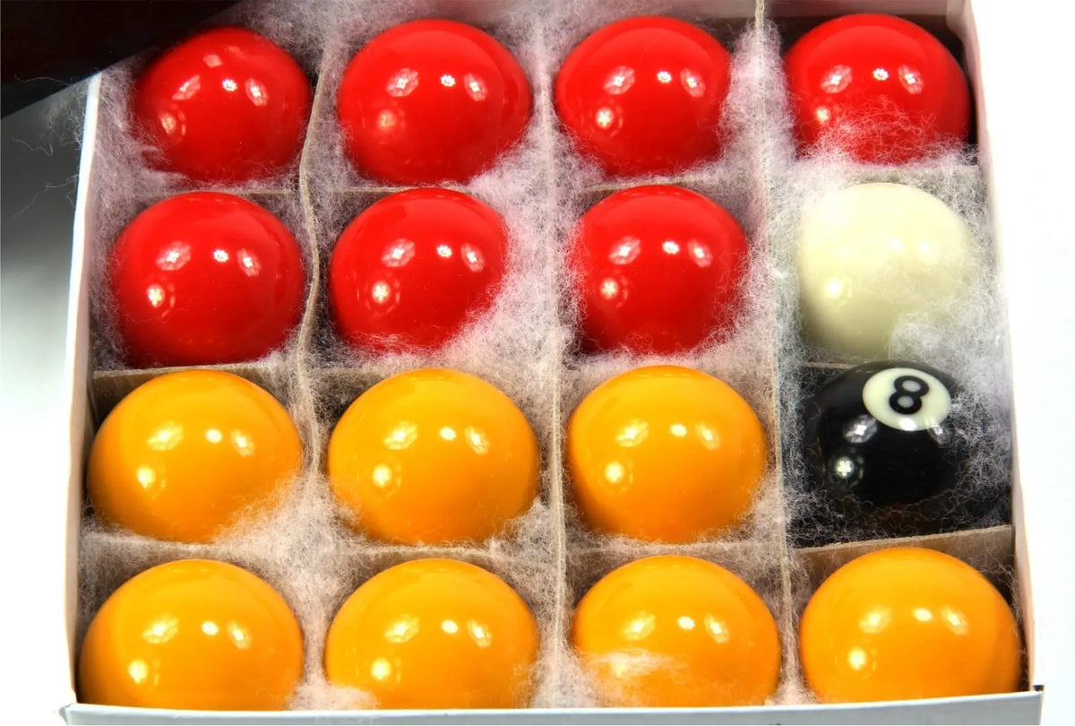 Funky Chalk Kids Small 38mm ECONOMY RED & YELLOW POOL Balls - 16 Ball Set - 1 1/2 Inch Cue & Case
