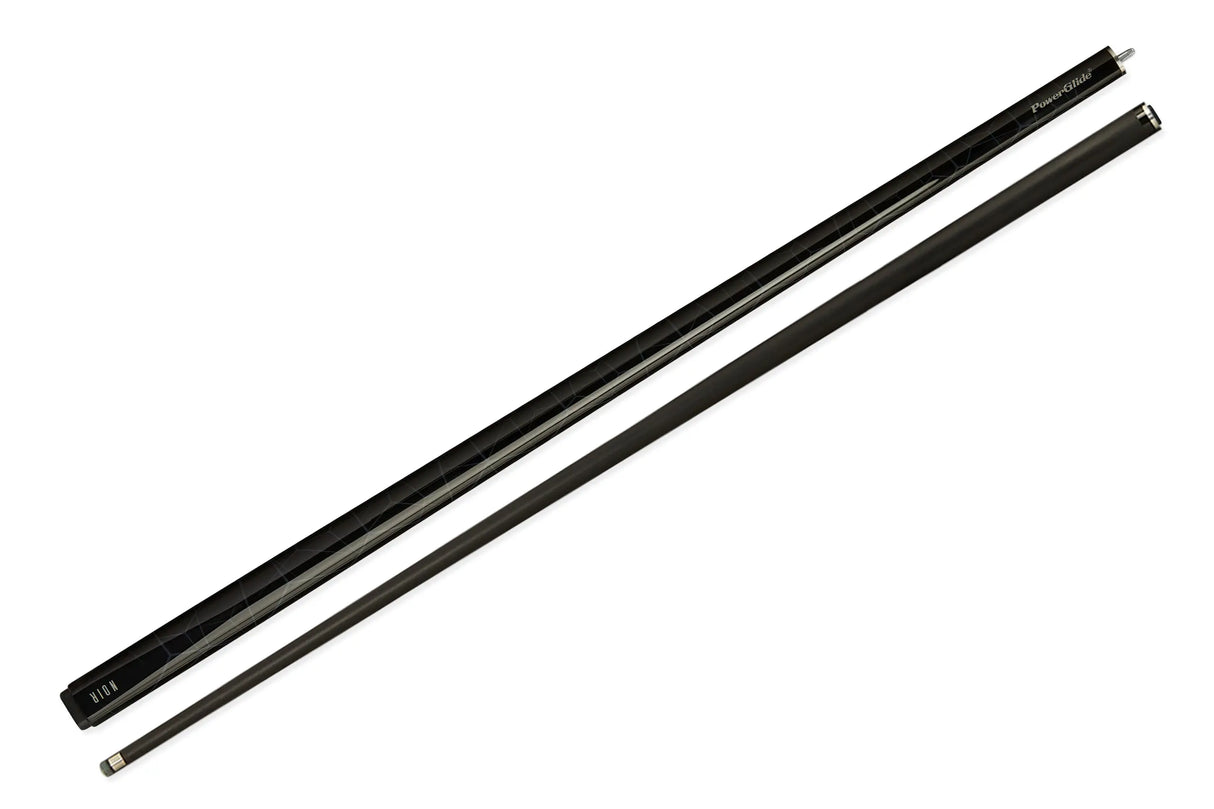 PowerGlide Noir Fiberglass 57 Inch 2 Piece Centre Joint Low Deflection Snooker Cue 10mm Tip
