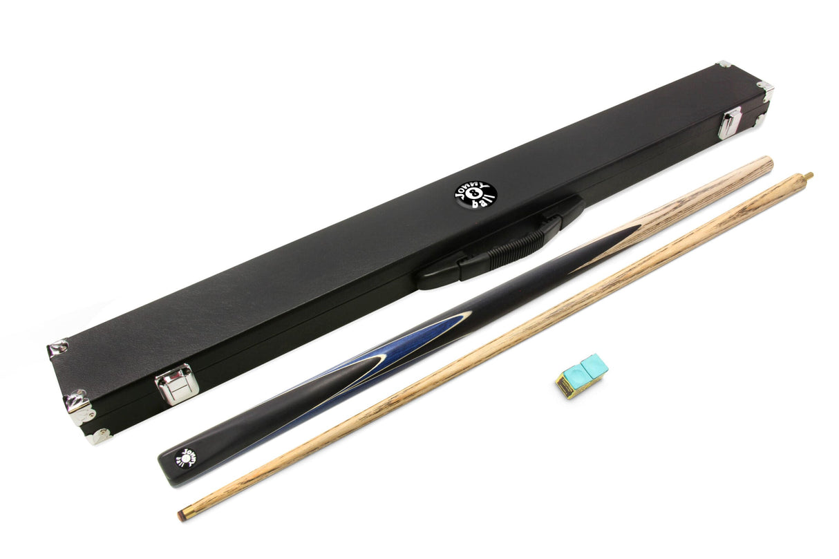 Jonny 8 Ball 2 Piece BLUE SNIPER Pool Cue and Case Set with Jonny 8 Ball Black Reinforced Case + 2 Chalks
