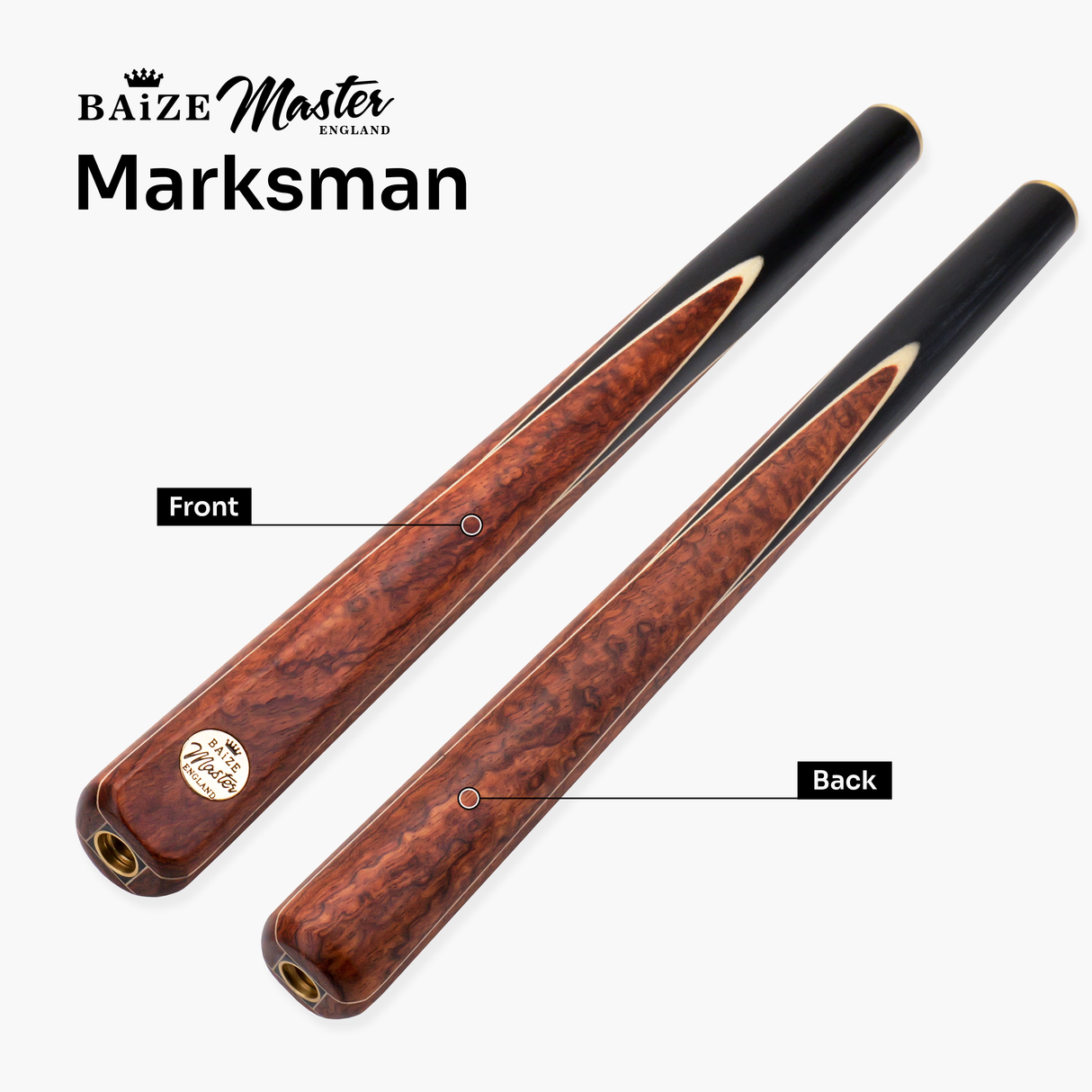 Baize Master Classic Marksman ¾ Joint English Pool Cue with 8.5mm Baize Master Blue Pressed Tip