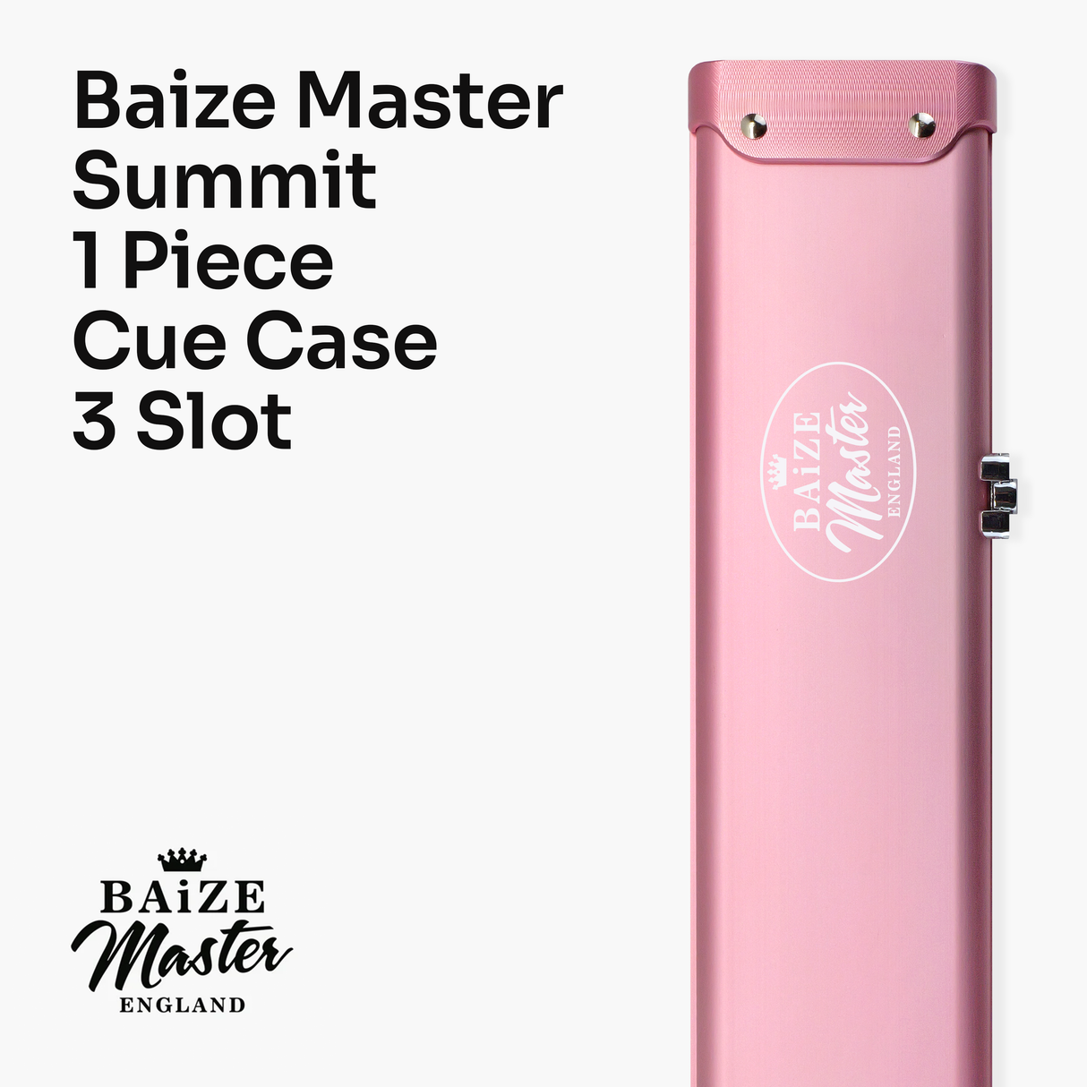 Baize Master Summit One Piece Three Slot Luxury Aluminium Snooker and Pool Cue Case with Chunky Metal Ends – Holds 3 x One Piece Cues
