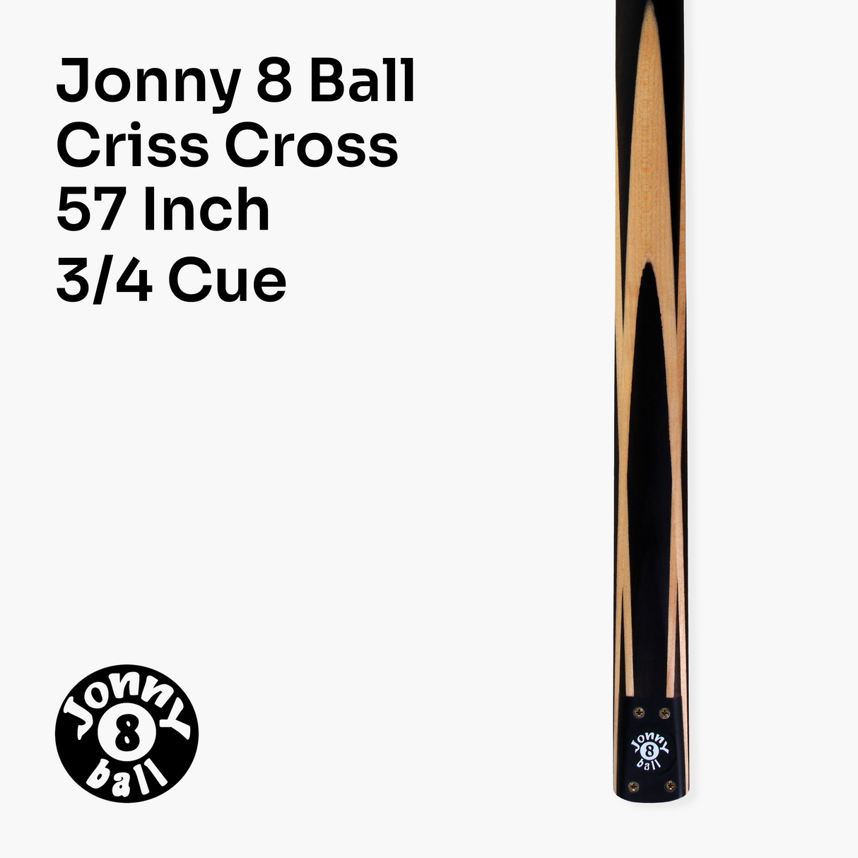 Jonny 8 Ball 57 Inch Traditional ¾ Jointed Ash Snooker Pool Cue 9mm tip + Mini Butt Jonny 8 Ball