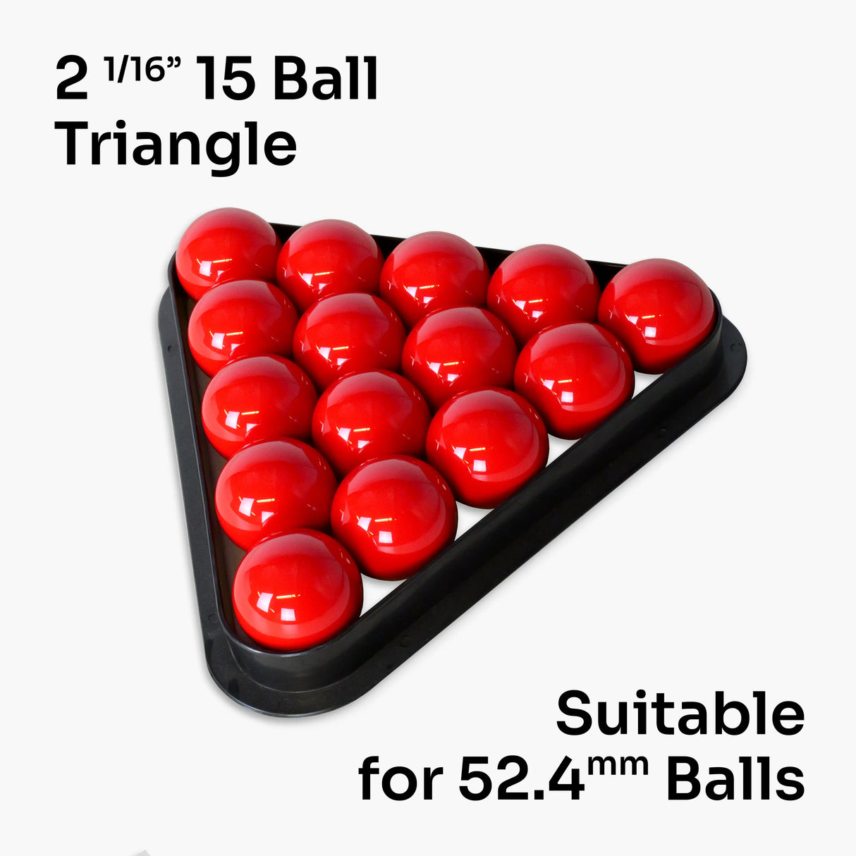 2 1/16'' (52.4mm) 15 Ball BLACK Plastic Full Size SNOOKER BALL Triangle for 2 1/16 INCH Balls Cue & Case
