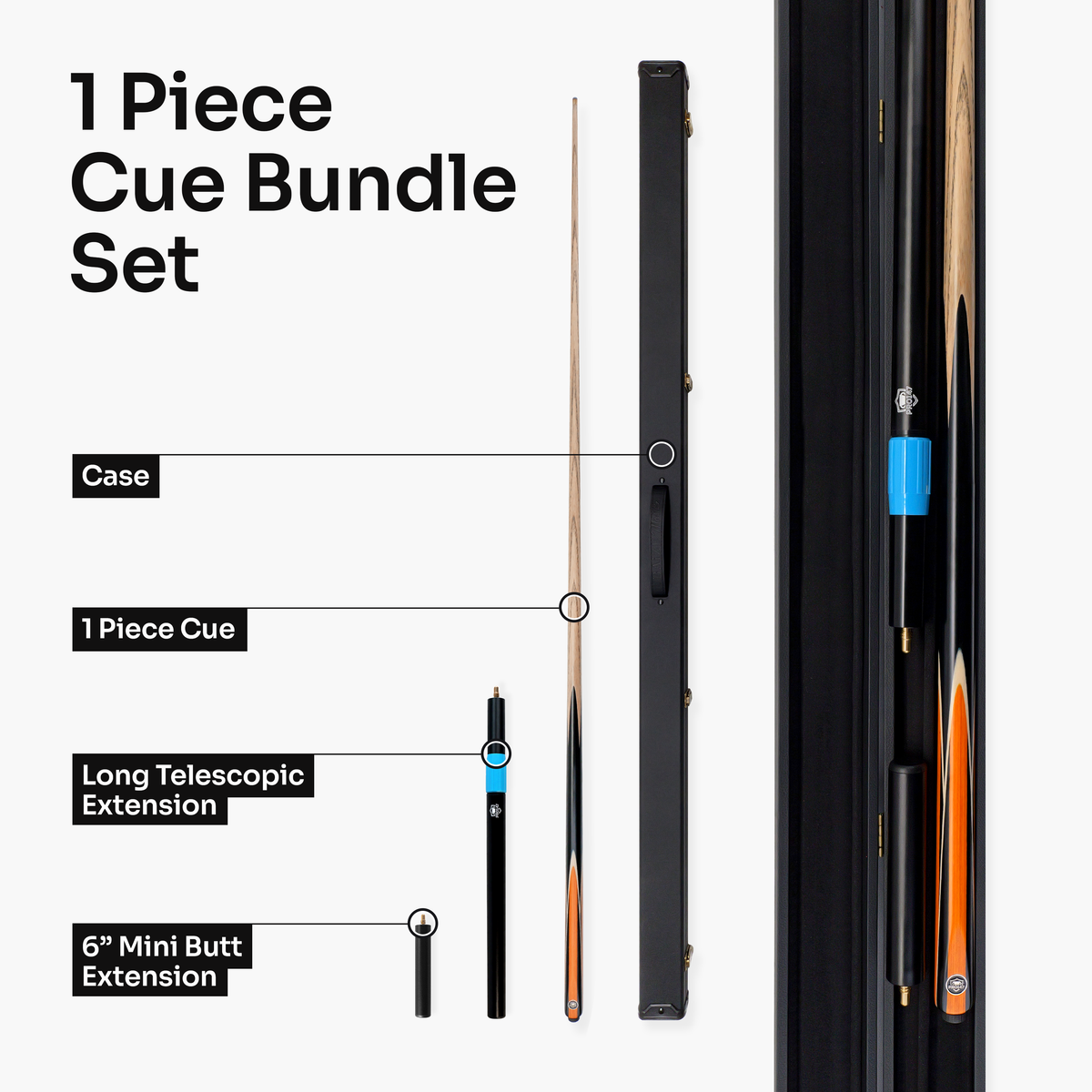 PRO147 Jester 1 Piece Snooker and Pool Cue and Case Set with 9.3mm Pro Tip