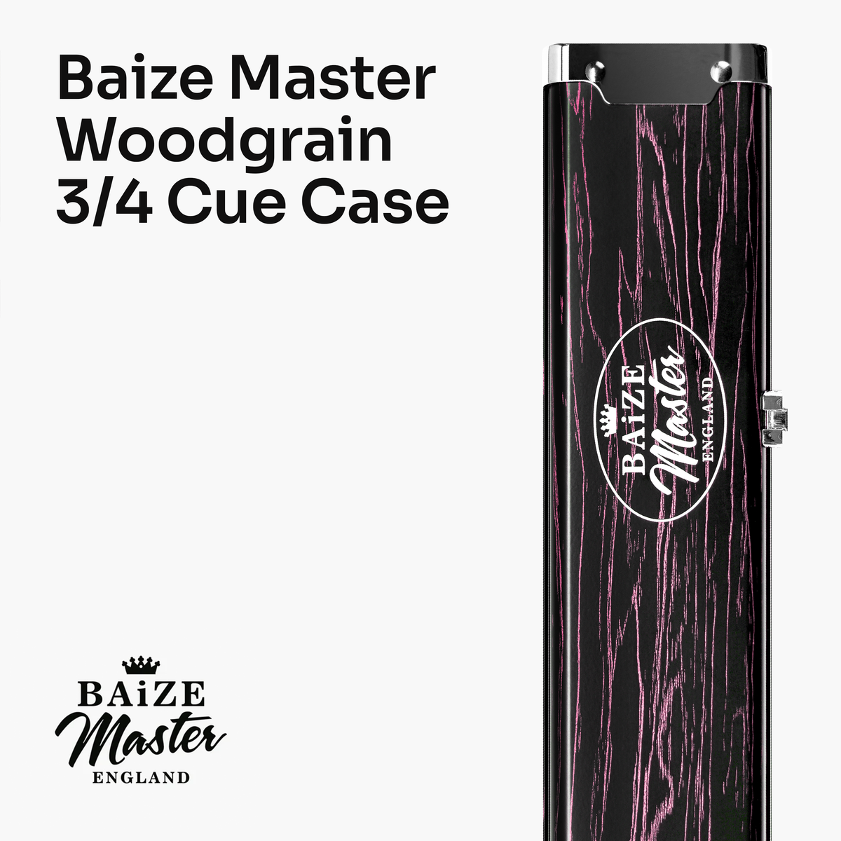 Baize Master Woodgrain 3/4 3 Slot Aluminium Snooker and Pool Cue Case - Holds 2 Cues + Extensions