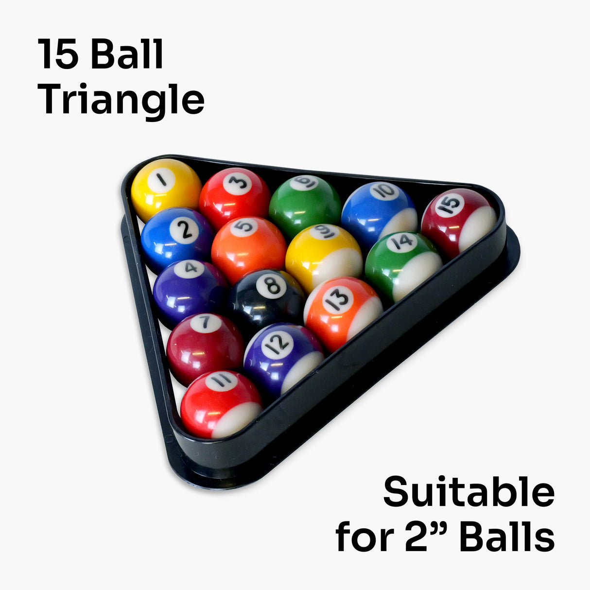 2'' (51mm) 15 Ball BLACK Plastic Triangle (Standard Pub Pool Triangle) for 2 INCH Balls Cue & Case