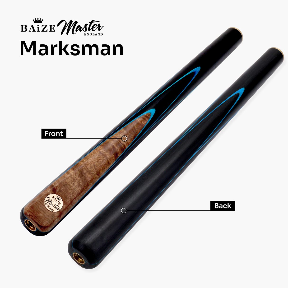 Baize Master Blue Marksman ¾ Joint English Pool Cue and Case Set with 8.5mm Baize Master Blue Pressed Tip